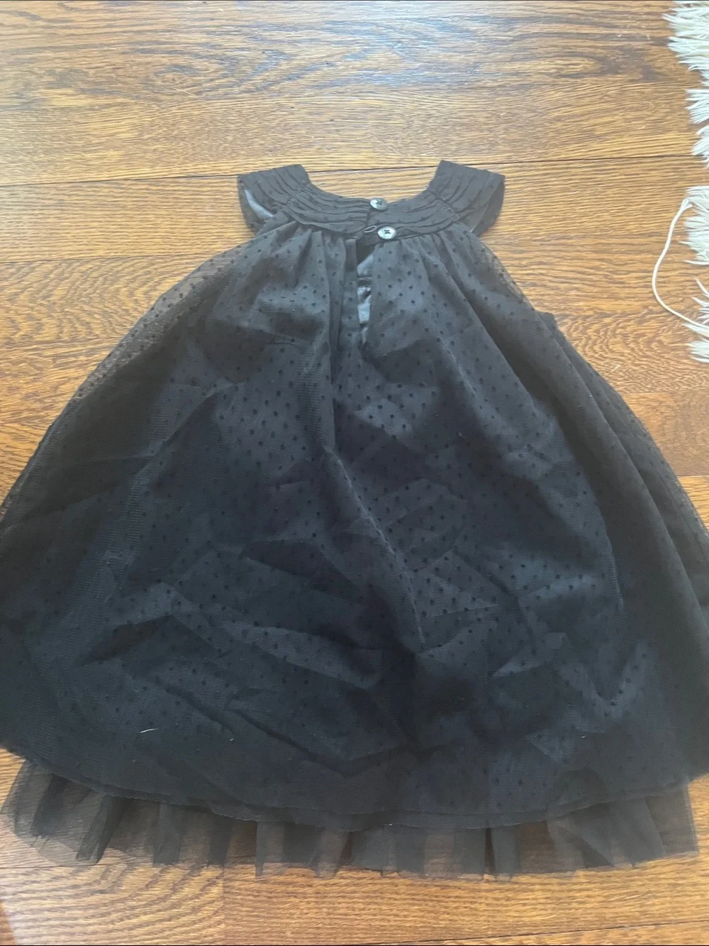 3-Piece Girls Outfit Set - Navy Stripe Dress, Black Tulle Dress, Purple Skirt
